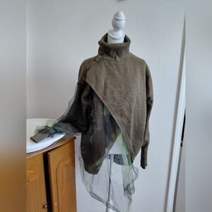 NWT Olive Green Asymmetrical Sweater
